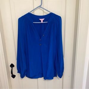 Lilly Pulitzer Medium Elsa Silk Blouse in Royal Blue